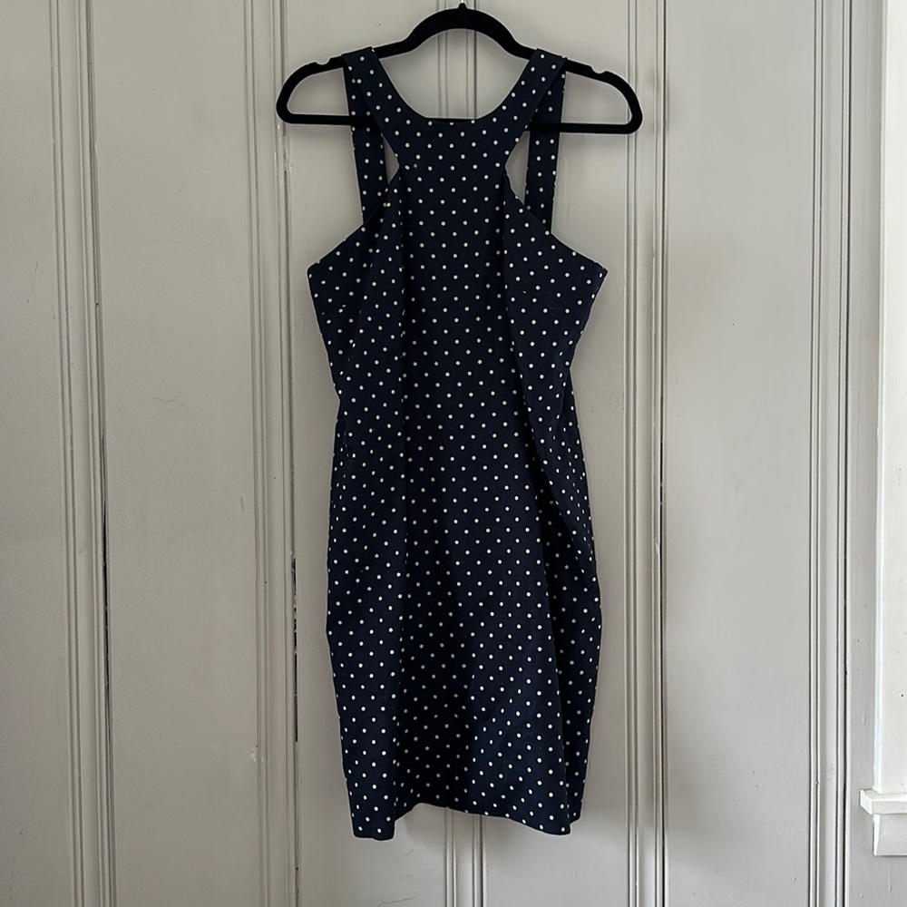 Blue and White Polka dot mini